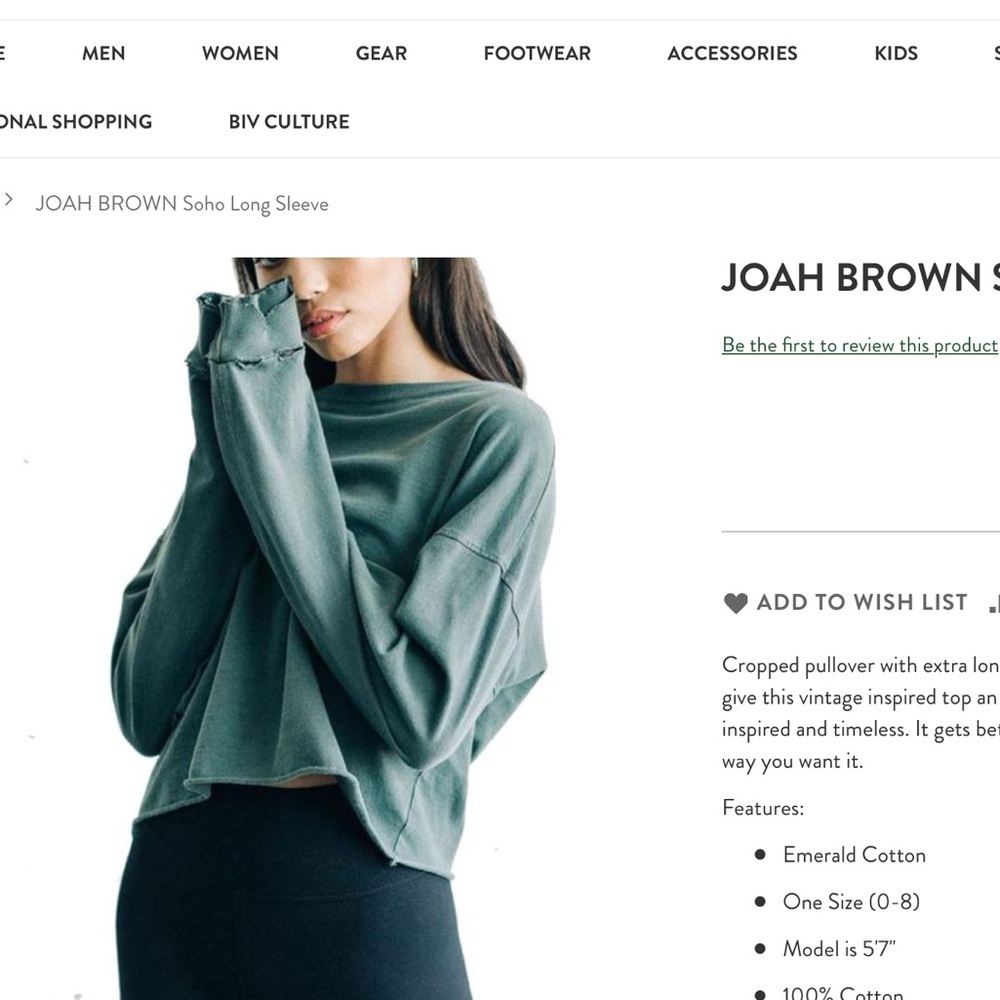 Joah brown soho crop green